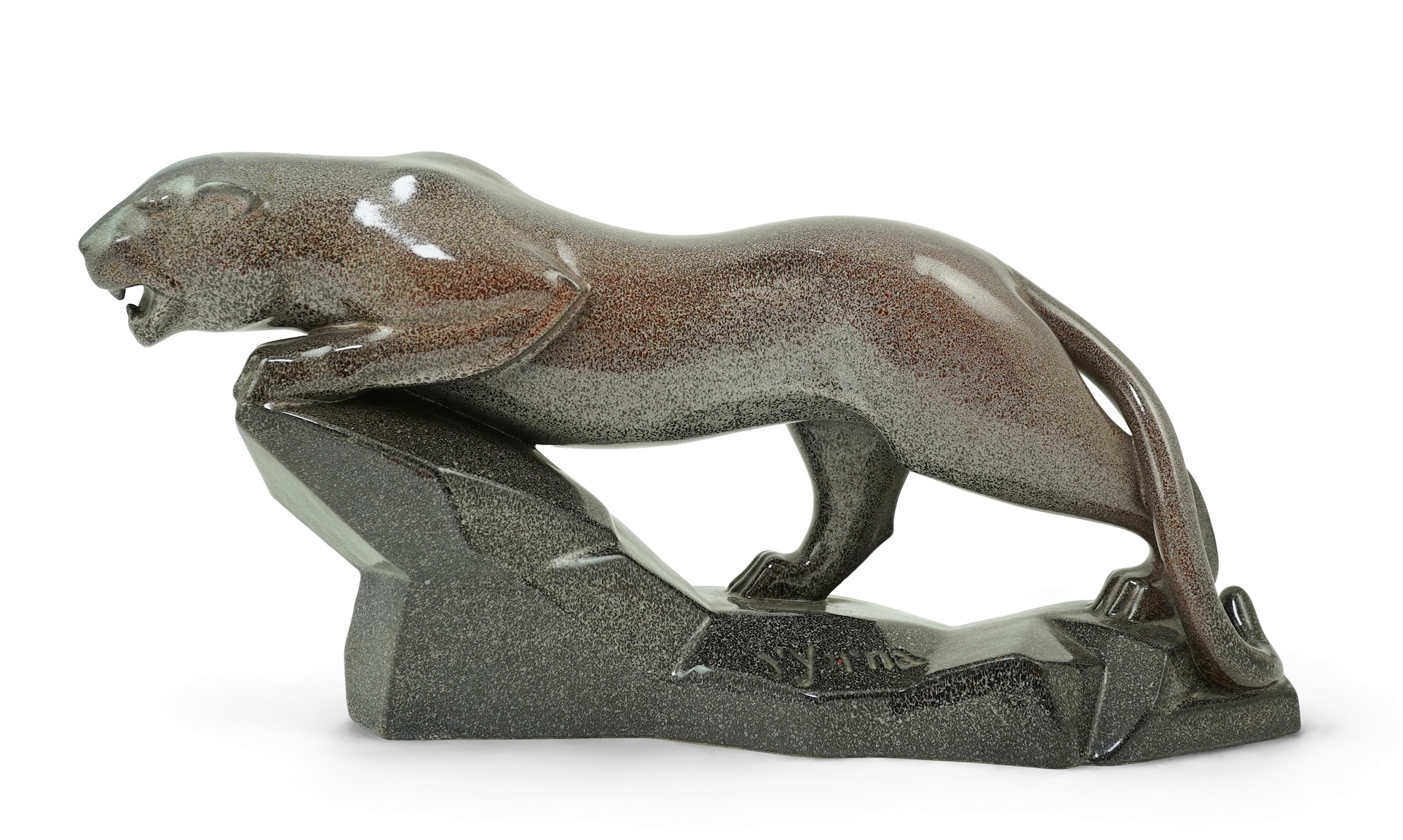 David D'Yerna (French, 20th century) for Malakoff: An Art Deco ceramic model of a prowling panther